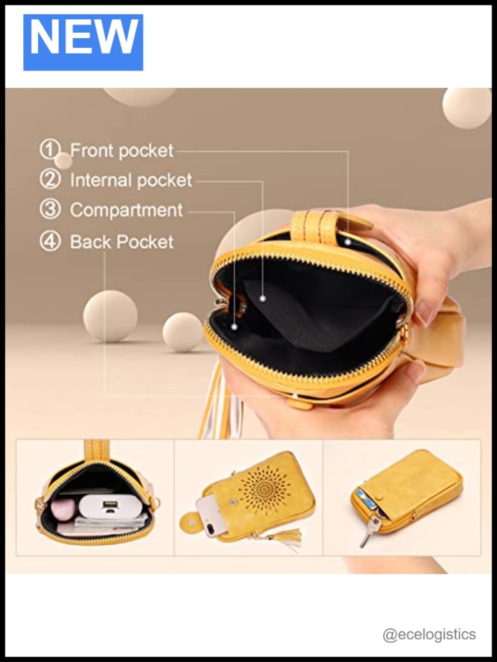 Mini Crossbody Bag with Cell Phone Pocket Faux Leather - Picture 4 of 6